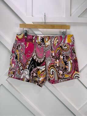 Cache Y2K Paisley Print Shorts Women’s Size 8 Pink Cotton Stretch Low Rise